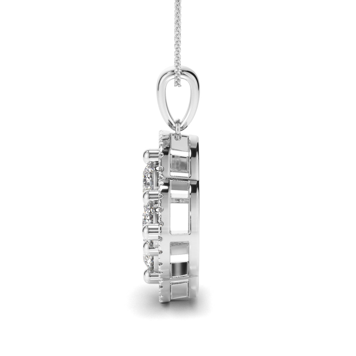Round Brilliant Cut Diamond Clover Pendant