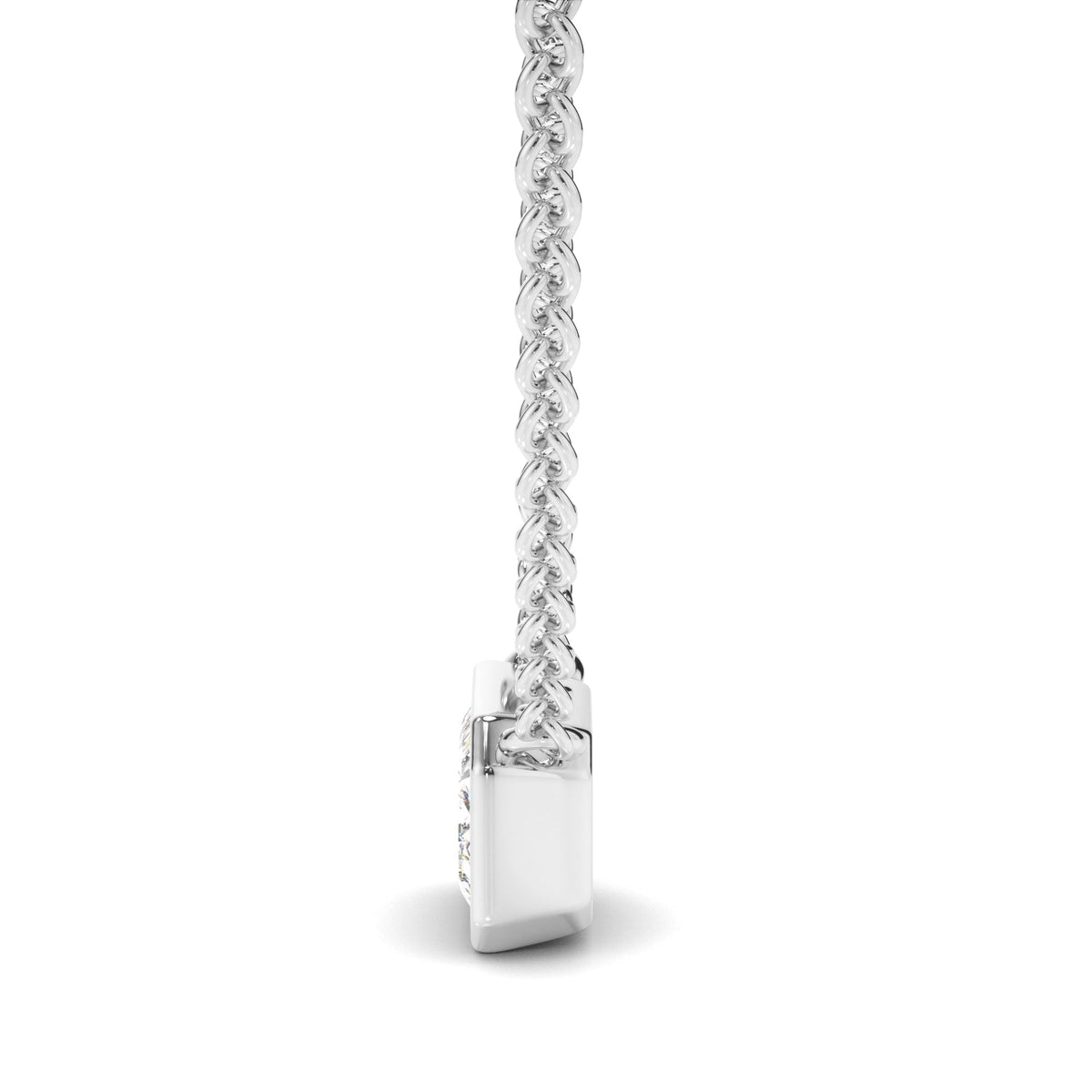 Emerald Cut Diamond Bezel Set Necklet