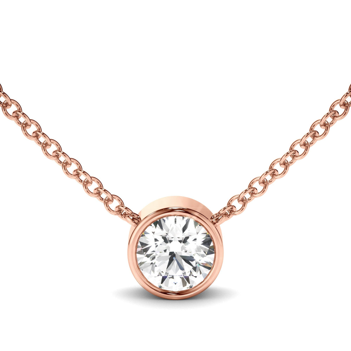 Round Brilliant Cut Diamond Bezel Set Necklet