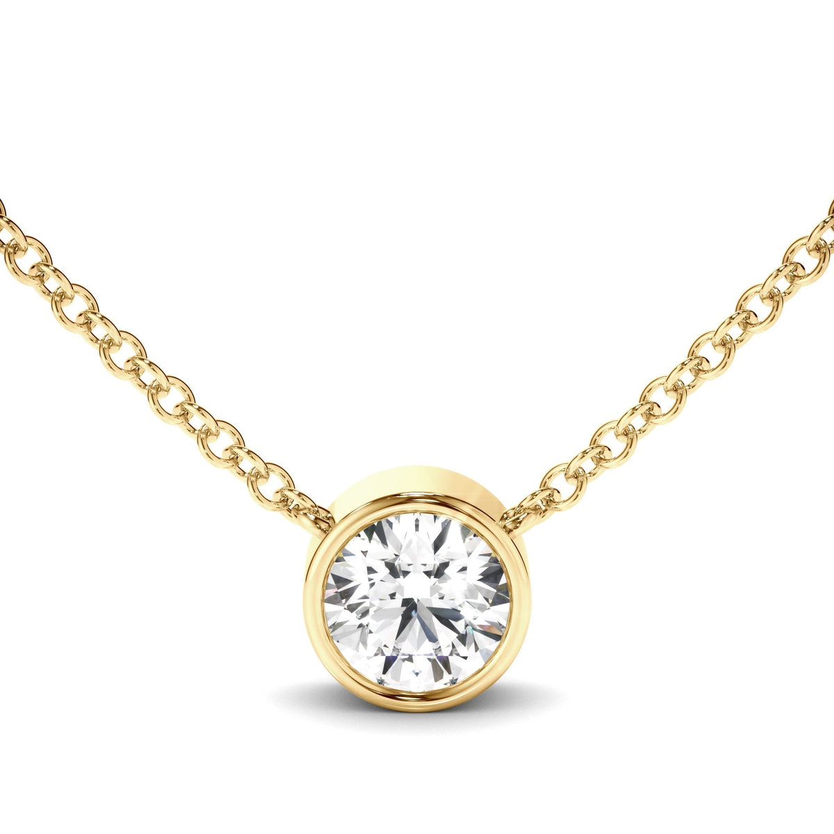 Round Brilliant Cut Diamond Bezel Set Necklet