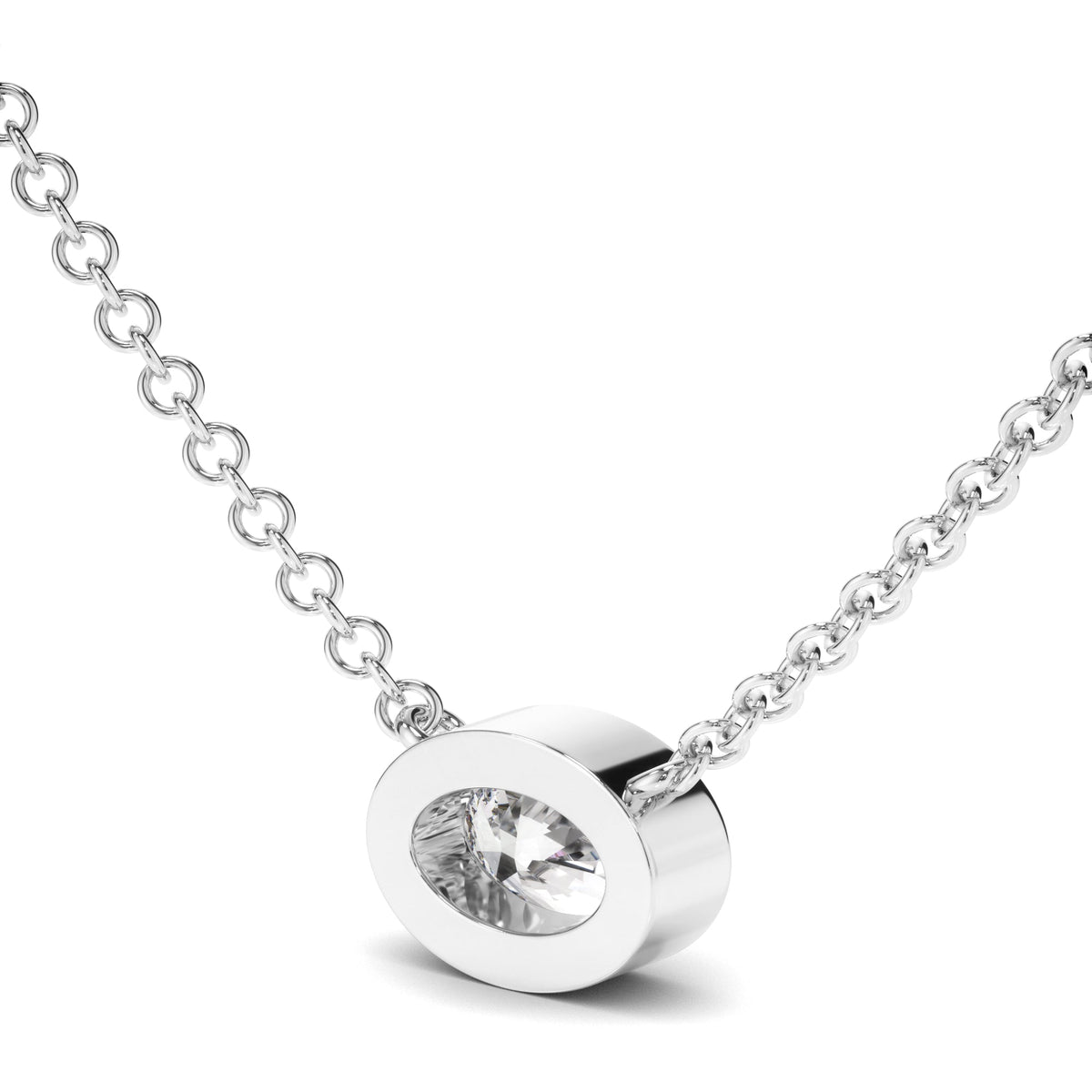 Oval Cut Diamond Bezel Set Necklet