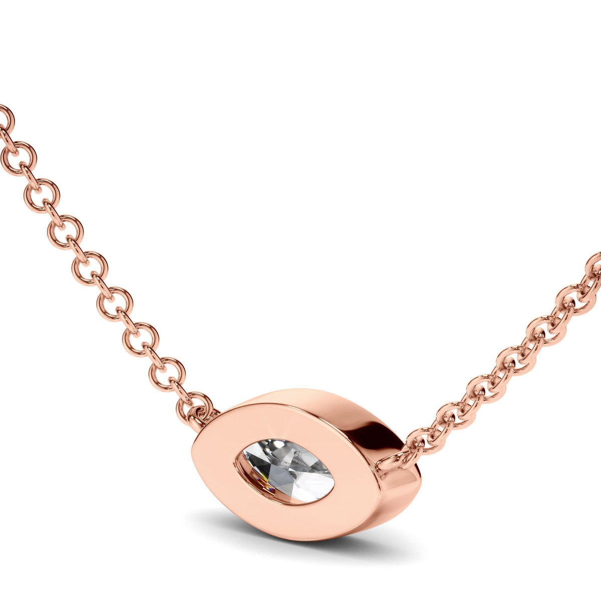 East West Marquise Cut Diamond Bezel Set Solitaire Necklet