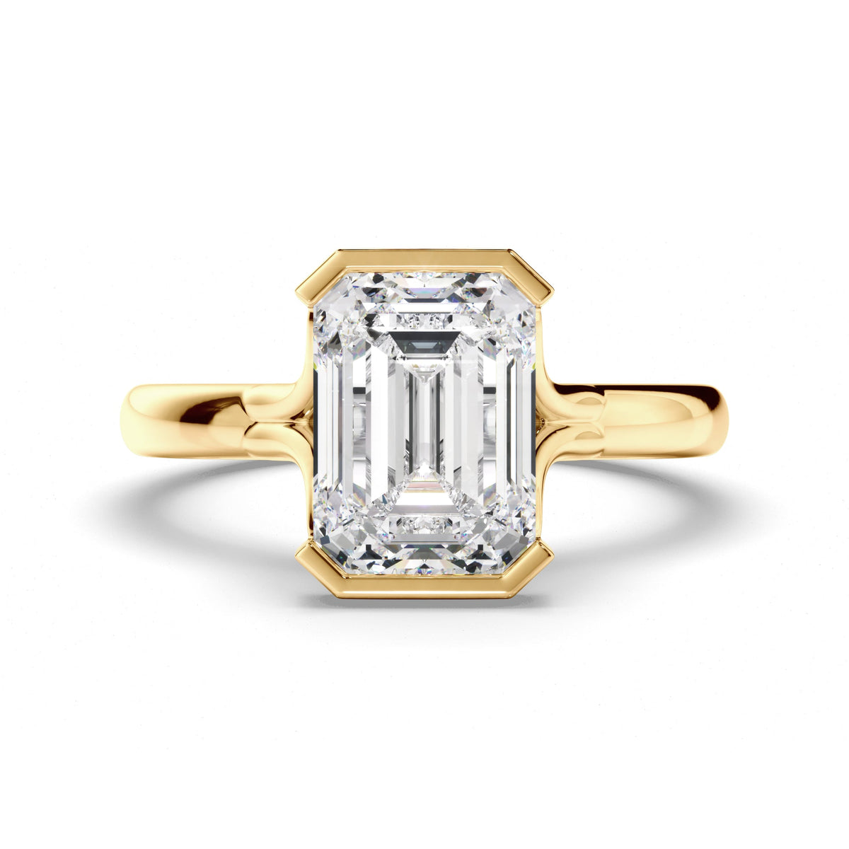 Emerald Cut Diamond Half-Bezel Set Engagement Ring