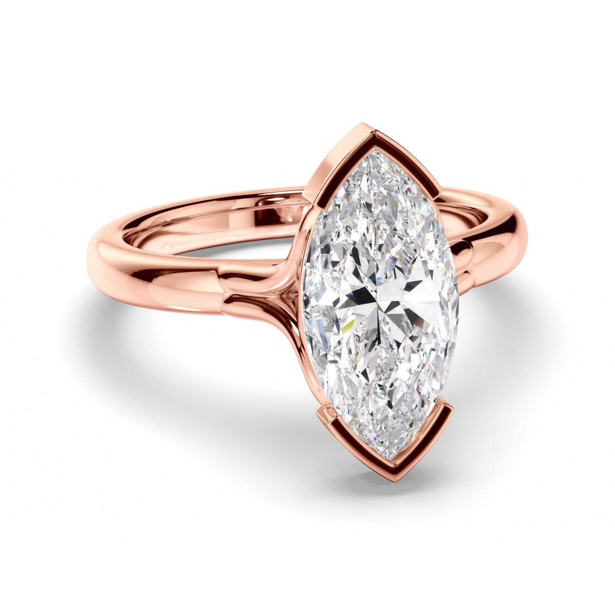 Marquise Cut Diamond Half-Bezel Set Engagement Ring