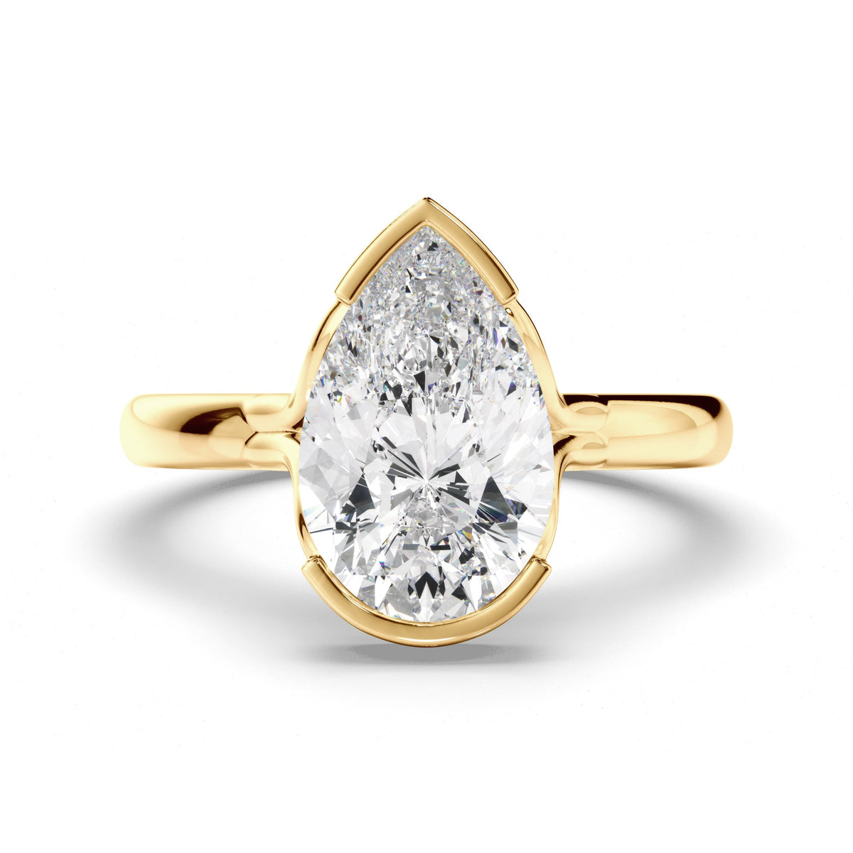 Pear Cut Diamond Half-Bezel Set Engagement Ring