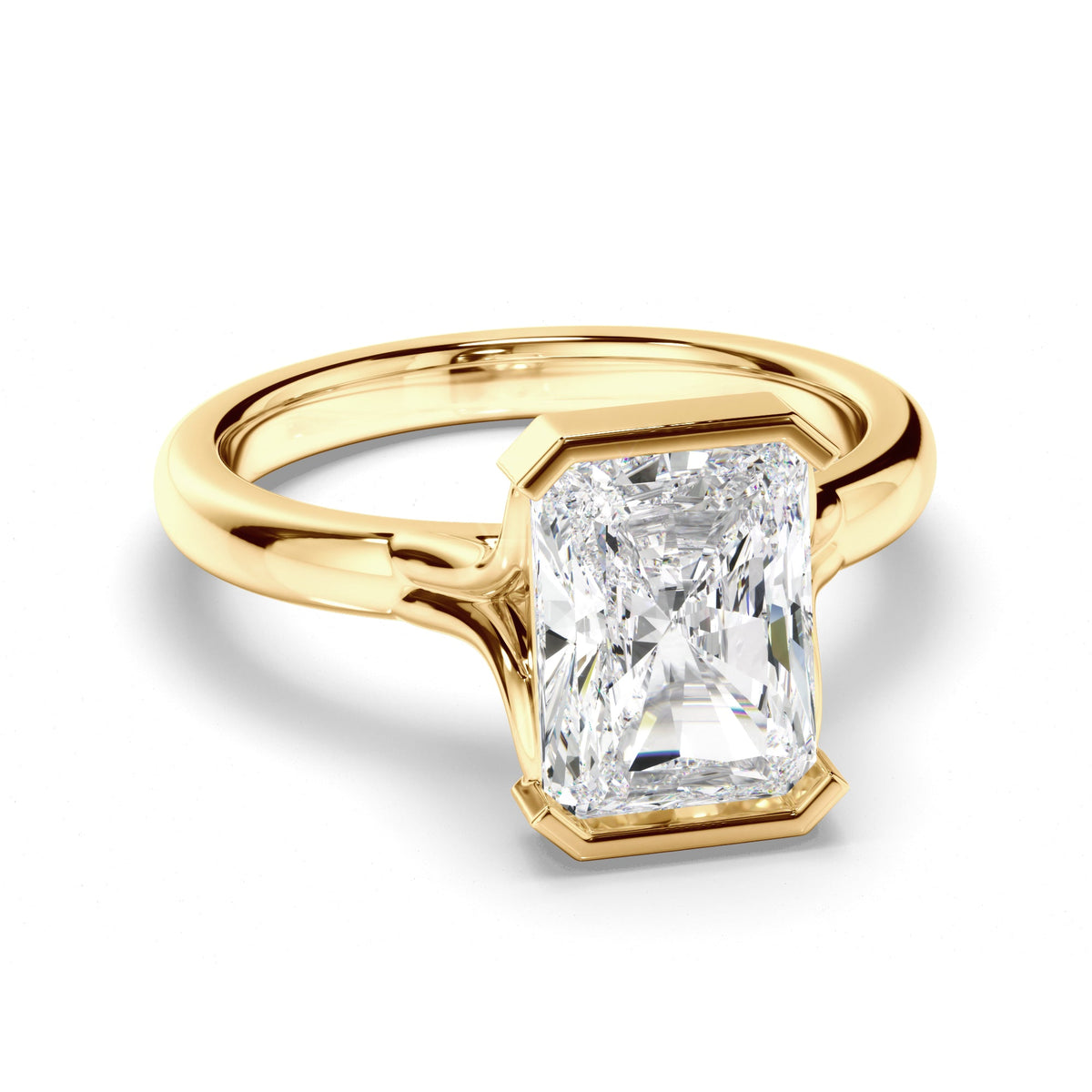 Radiant Cut Diamond Half-Bezel Set Engagement Ring