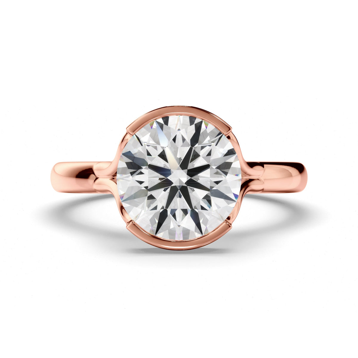 Round Brilliant Cut Diamond Half-Bezel Set Engagement Ring