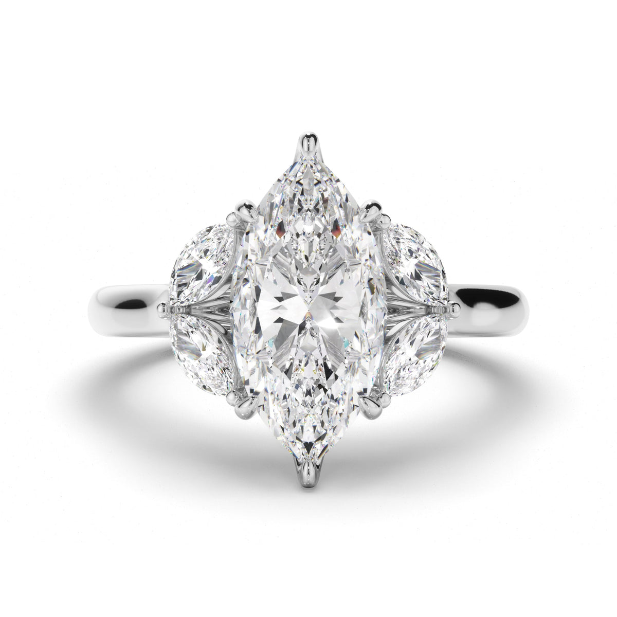 Marquise Cut Diamond Engagement Ring with Marquise Sides