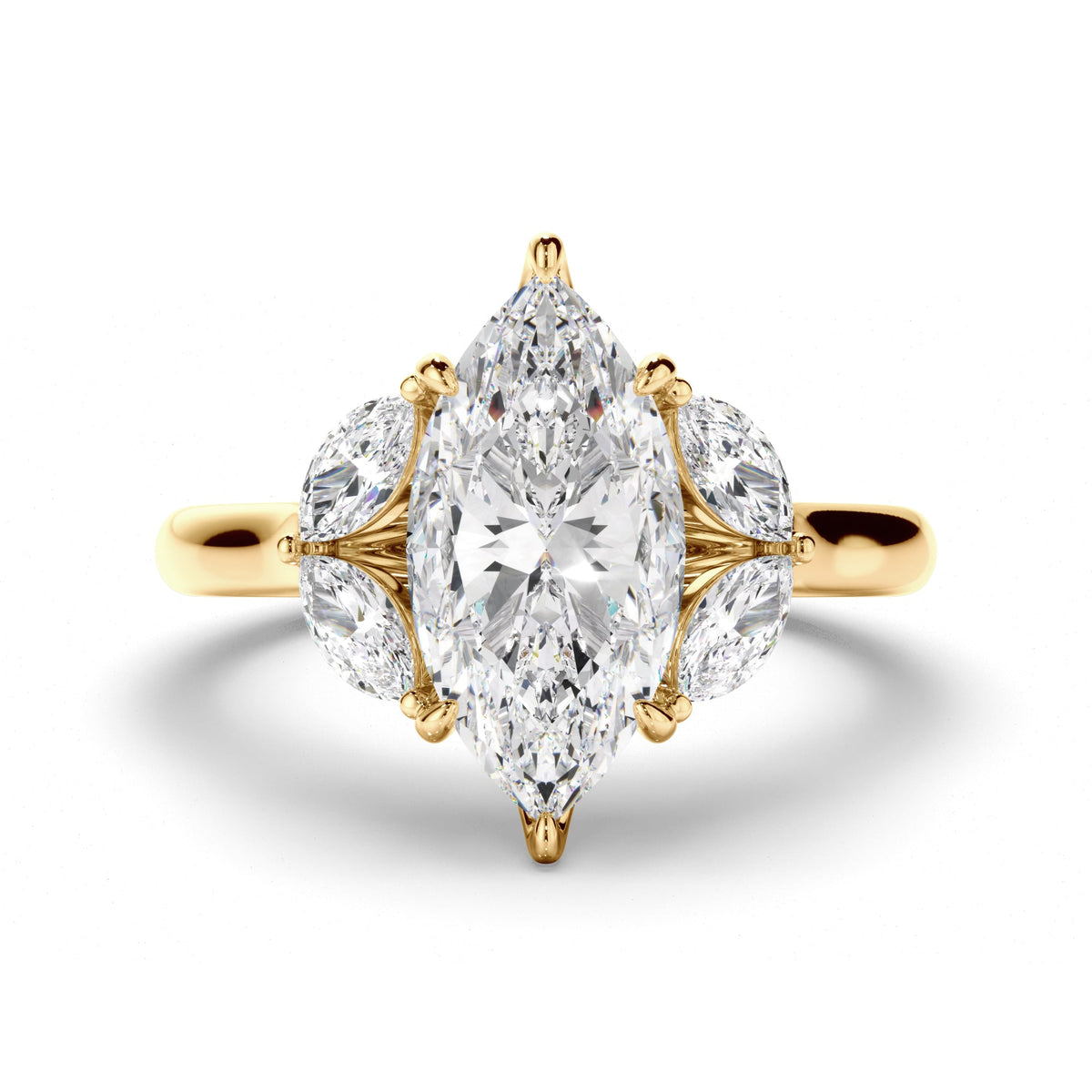 Marquise Cut Diamond Engagement Ring with Marquise Sides