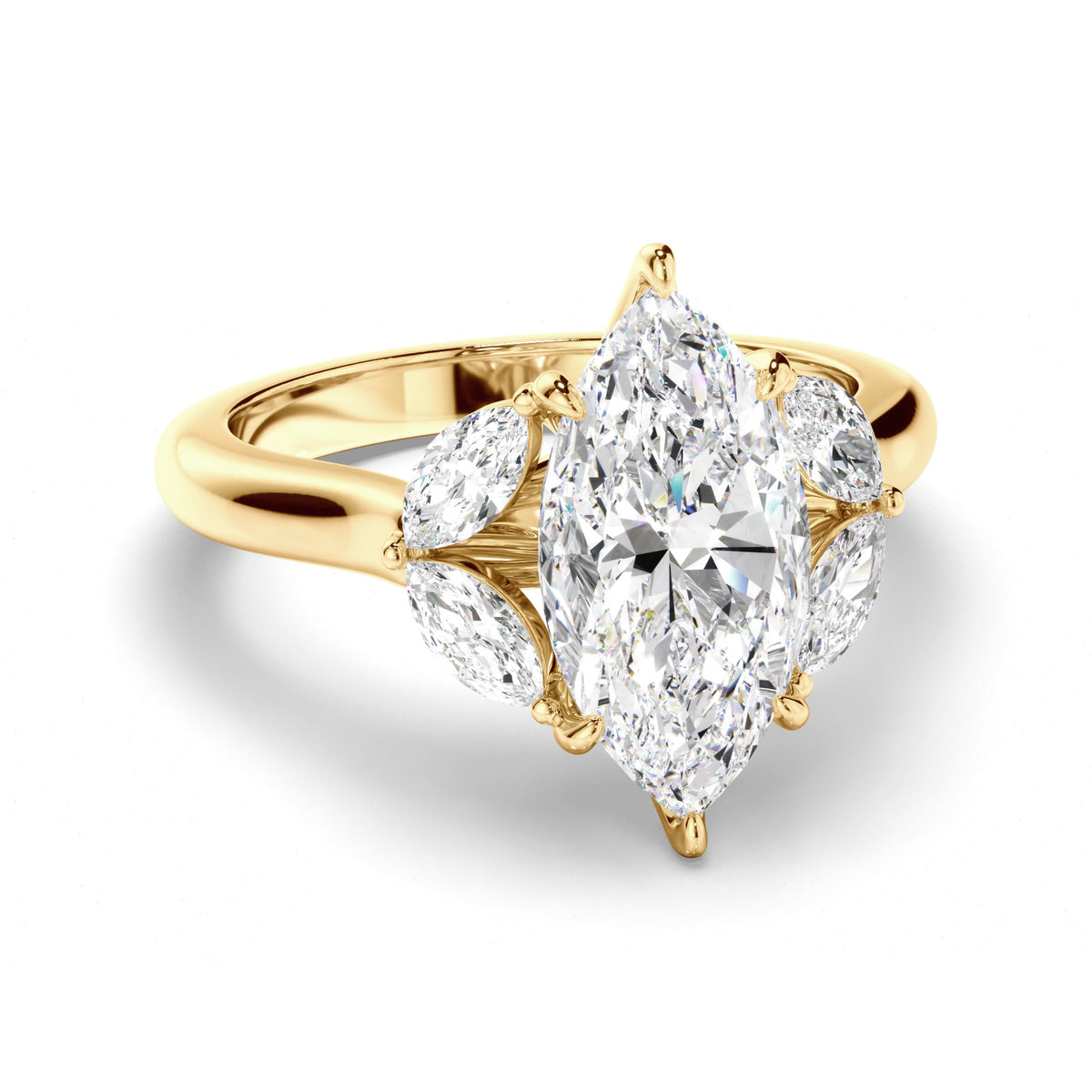 Marquise Cut Diamond Engagement Ring with Marquise Sides