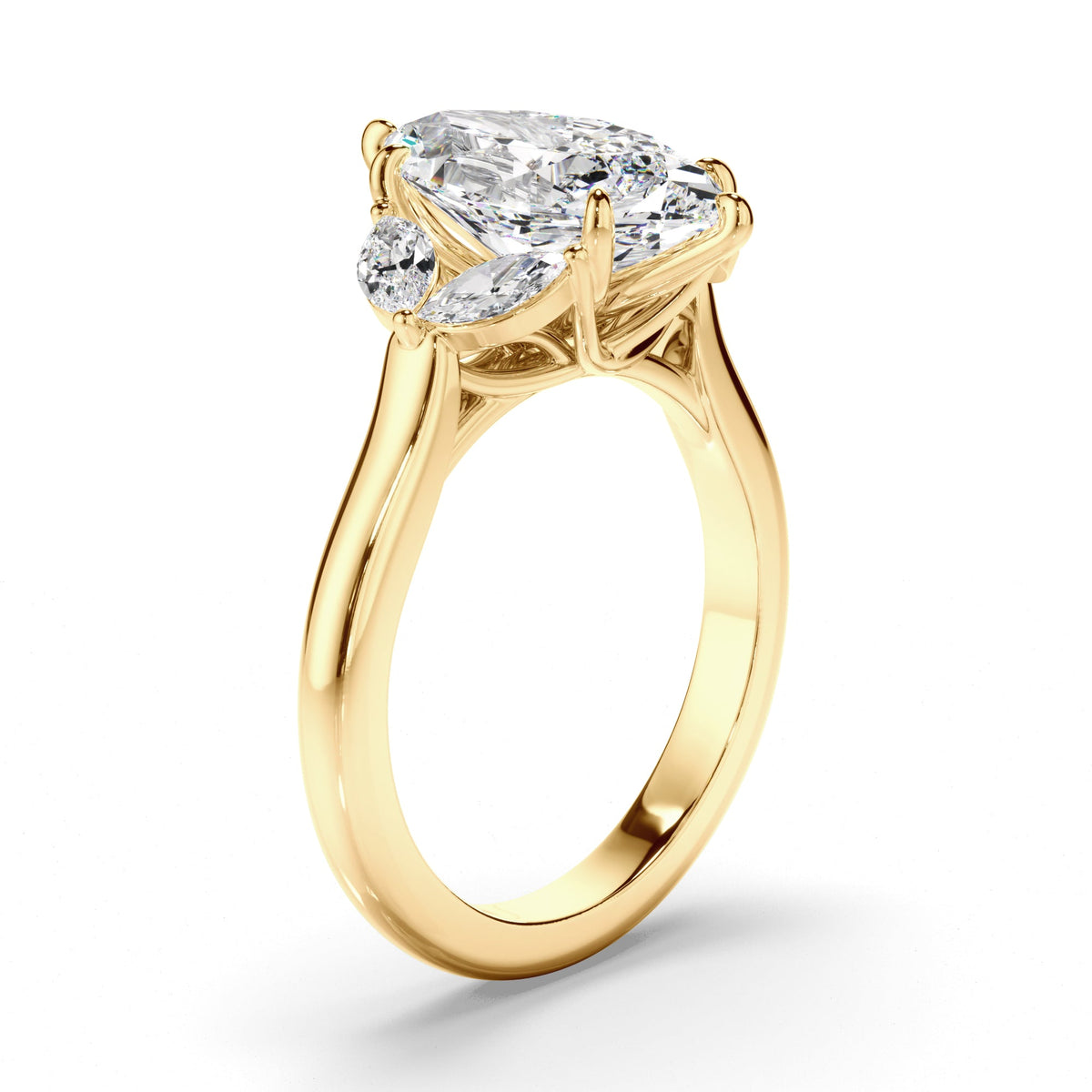 Marquise Cut Diamond Engagement Ring with Marquise Sides
