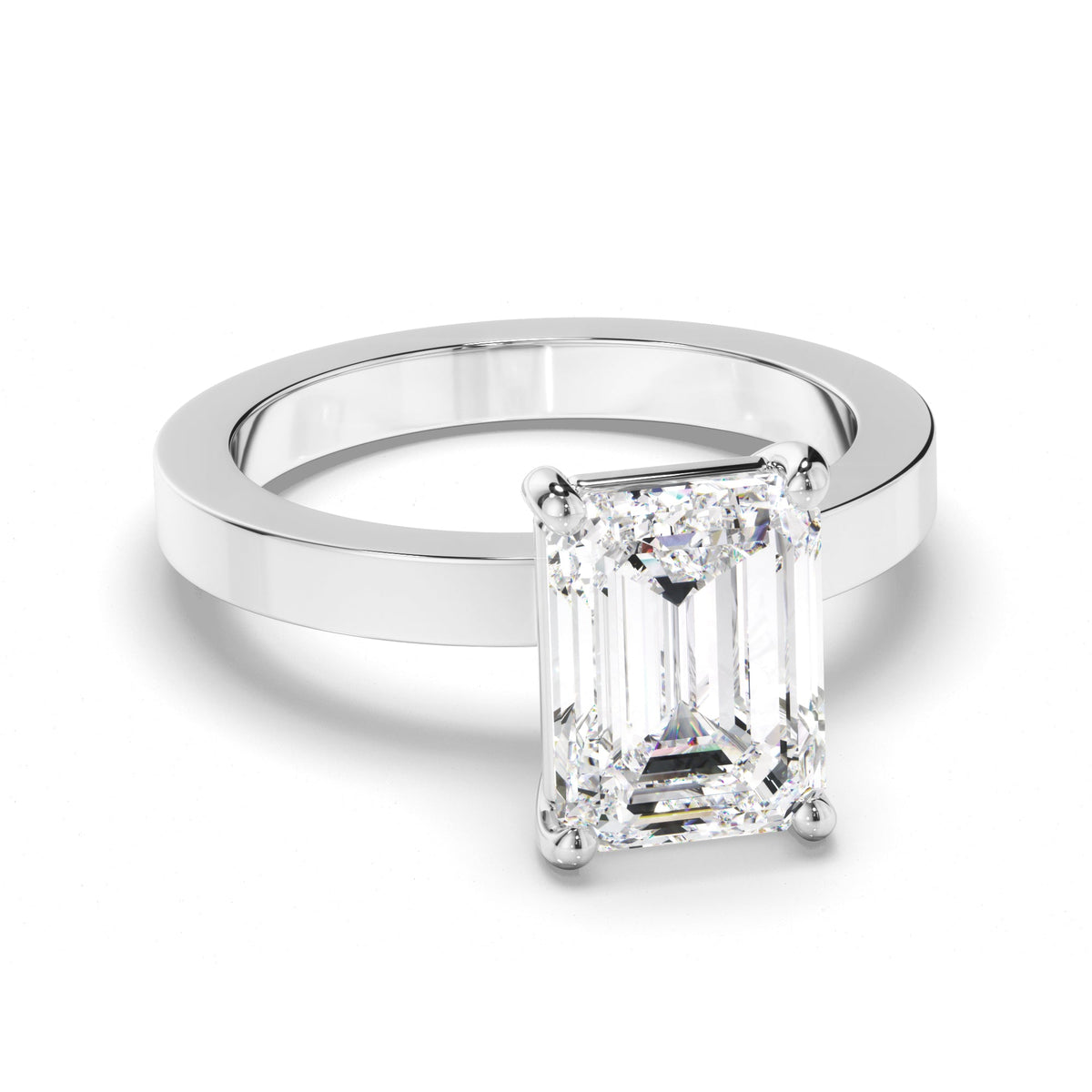 Emerald Cut Diamond Solitaire Engagement Ring