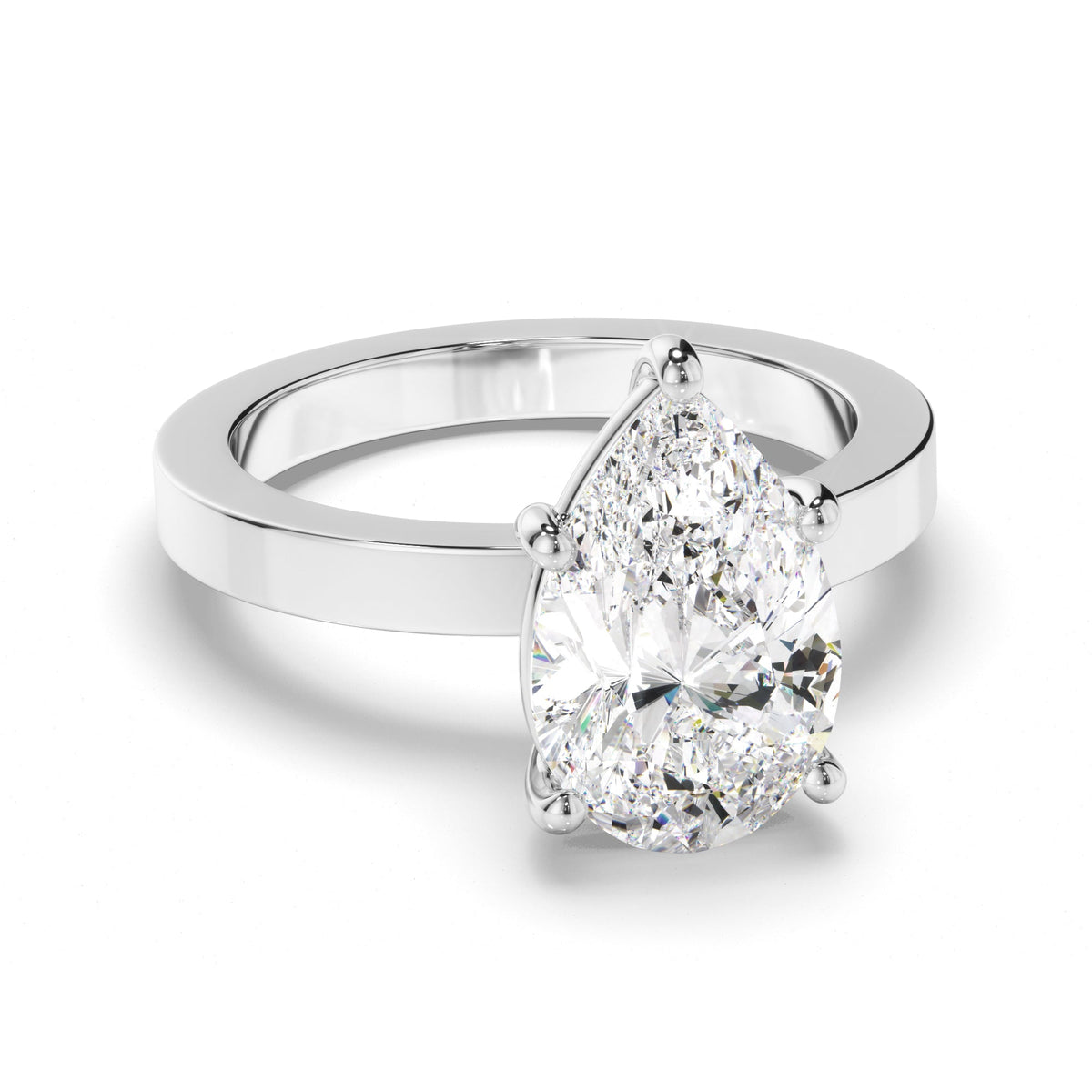 Pear Cut Diamond Solitaire Engagement Ring