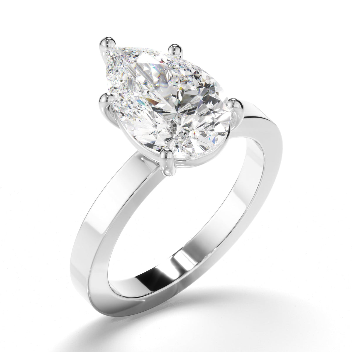 Pear Cut Diamond Solitaire Engagement Ring