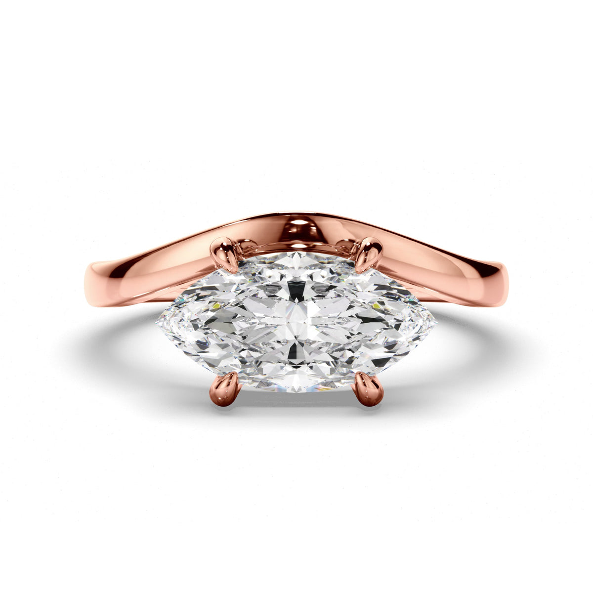 Marquise Cut Diamond Wave Set Engagement Ring