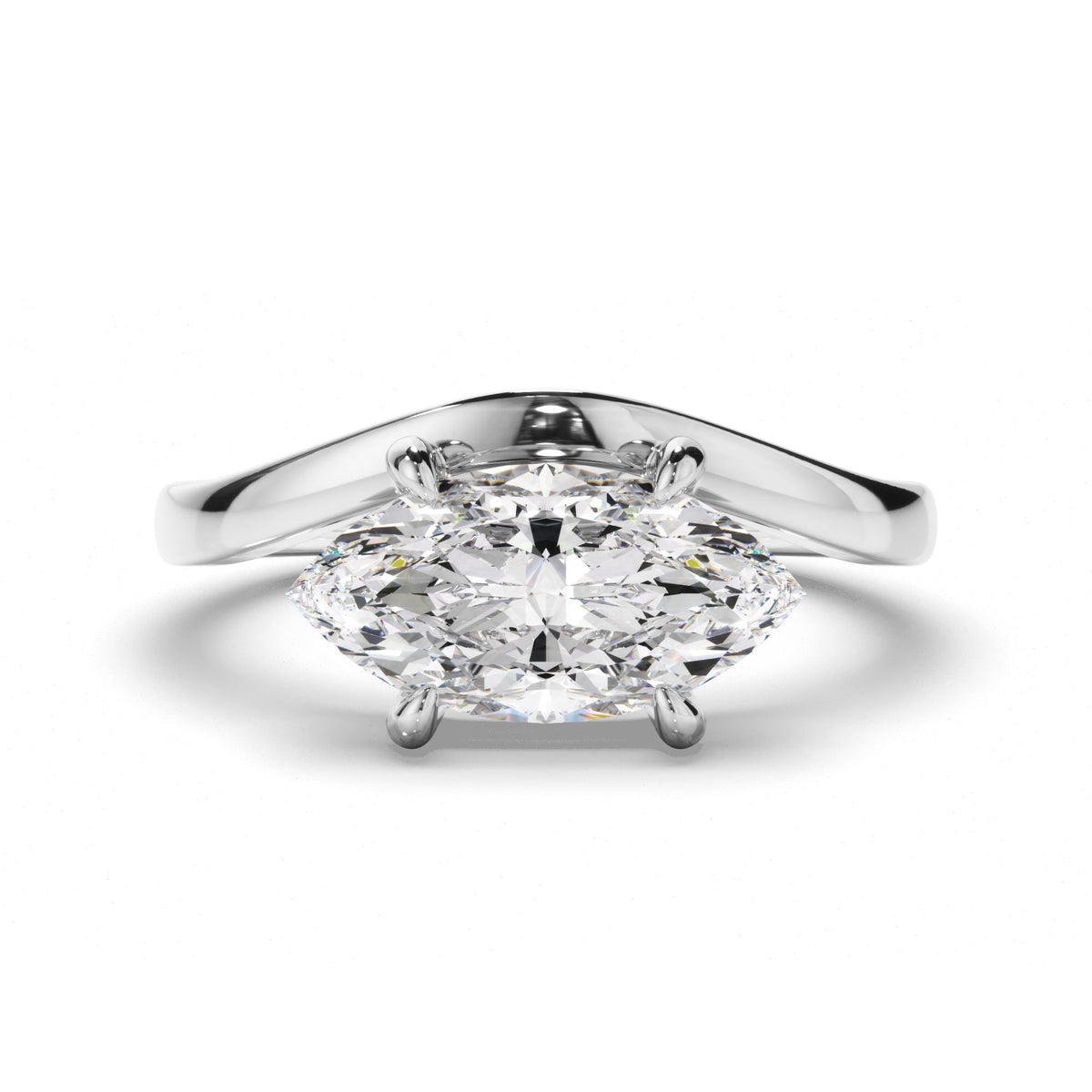 Marquise Cut Diamond Wave Set Engagement Ring