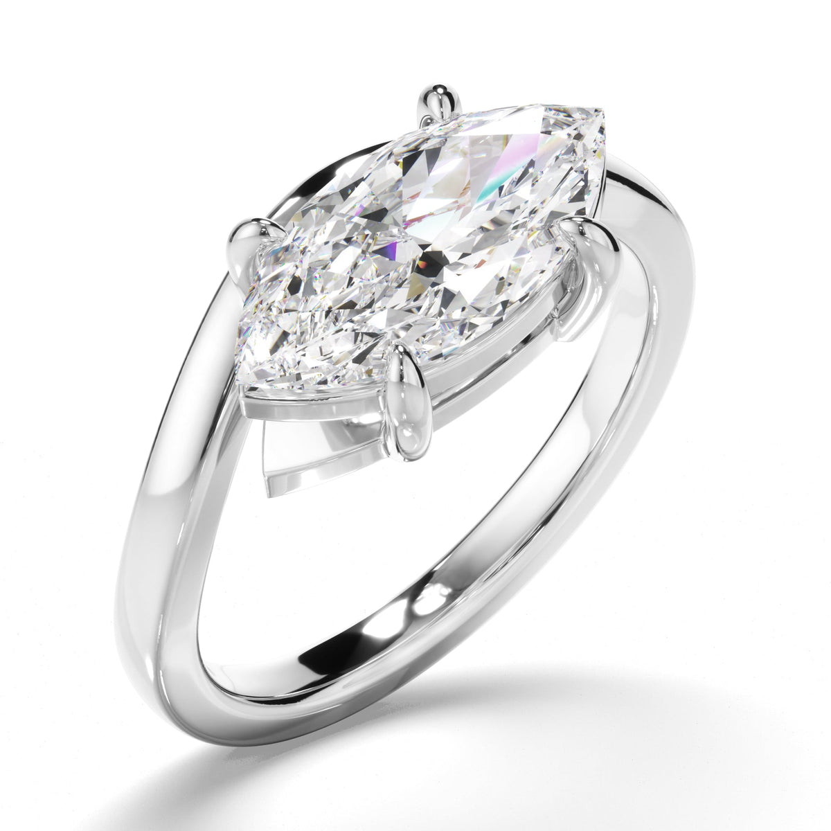 Marquise Cut Diamond Wave Set Engagement Ring