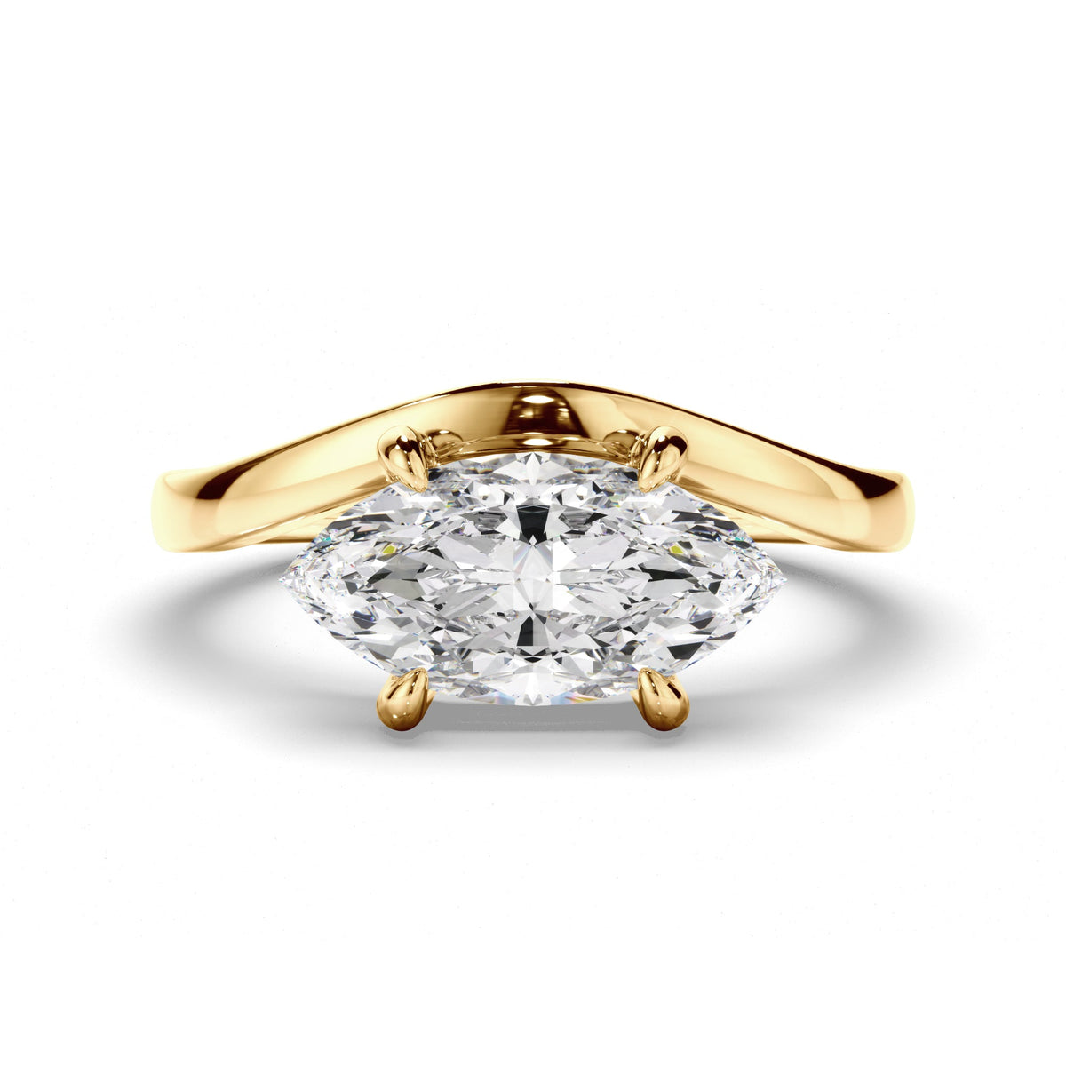 Marquise Cut Diamond Wave Set Engagement Ring