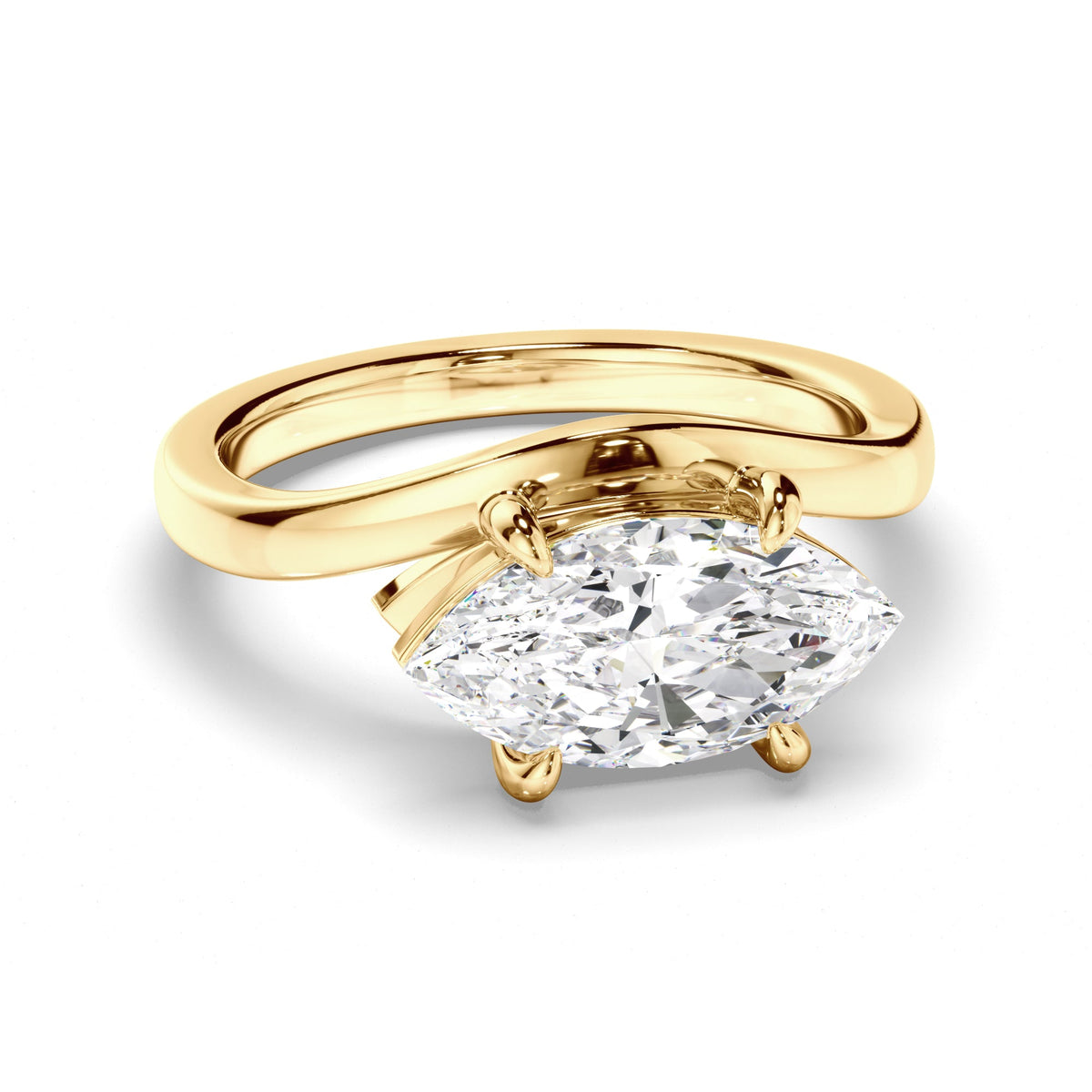 Marquise Cut Diamond Wave Set Engagement Ring