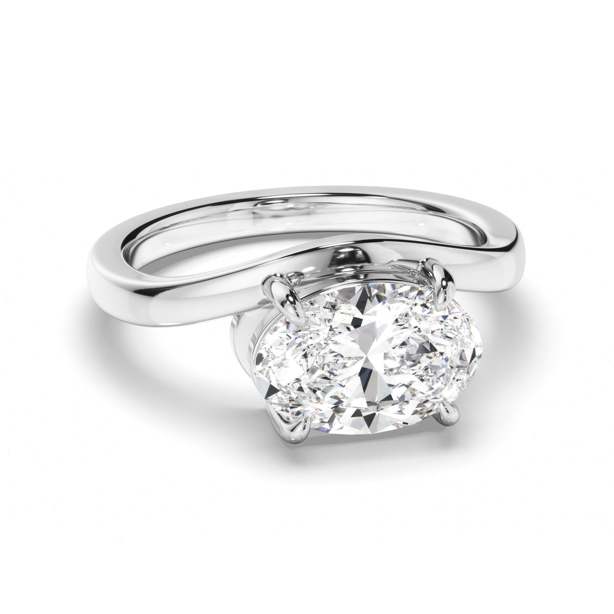 Oval Cut Diamond Wave Set Engagement Ring