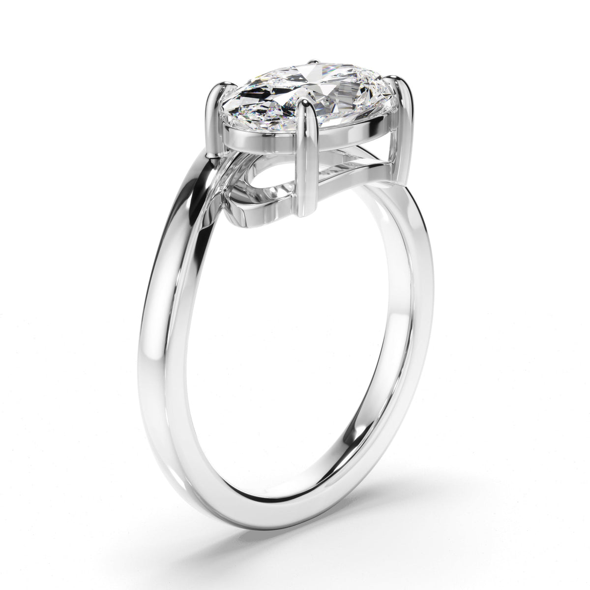 Oval Cut Diamond Wave Set Engagement Ring