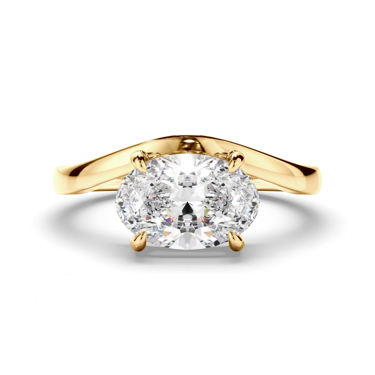 Oval Cut Diamond Wave Set Engagement Ring