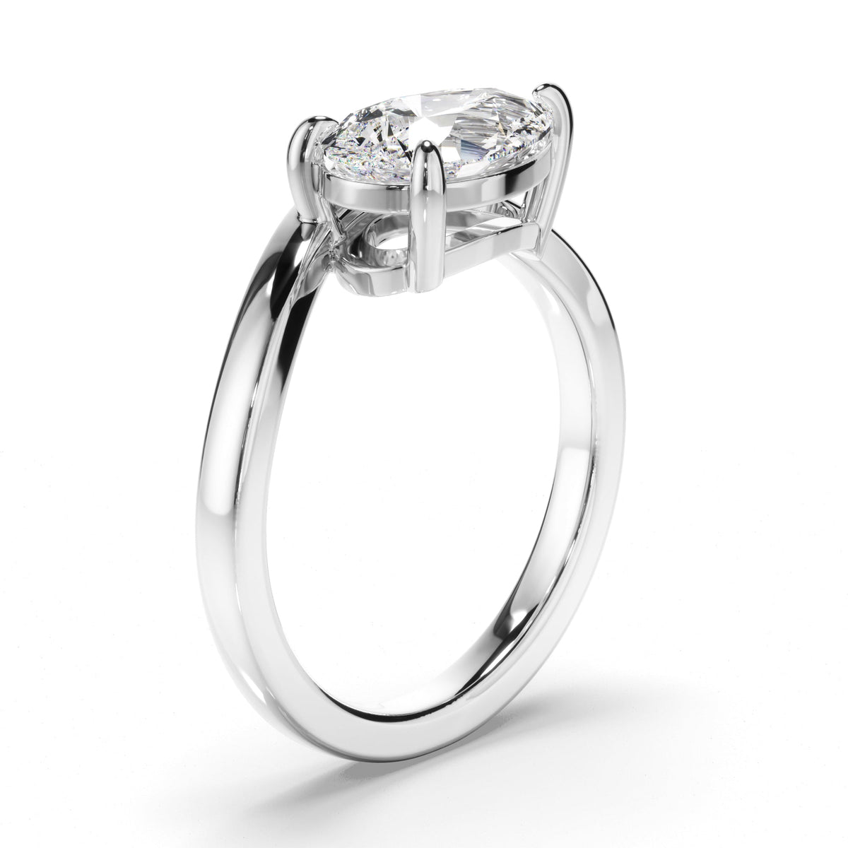 Pear Cut Diamond Wave Set Engagement Ring