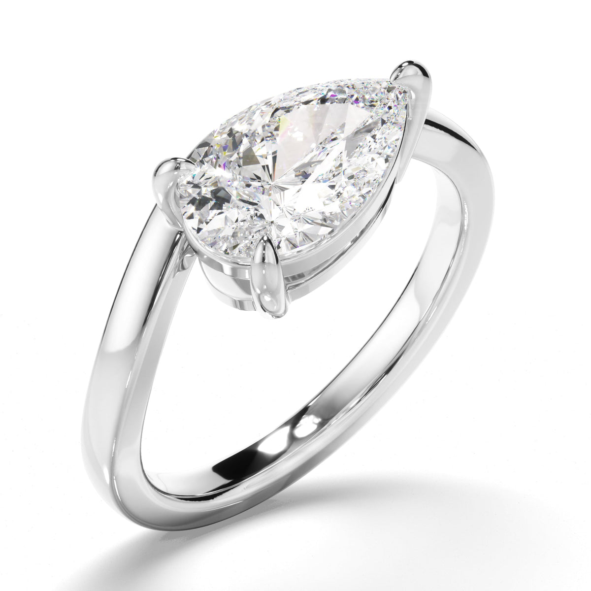 Pear Cut Diamond Wave Set Engagement Ring
