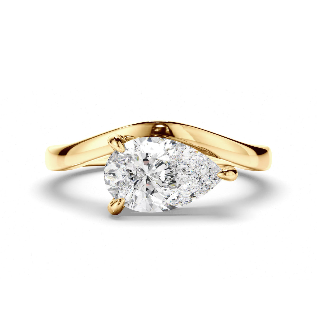 Pear Cut Diamond Wave Set Engagement Ring