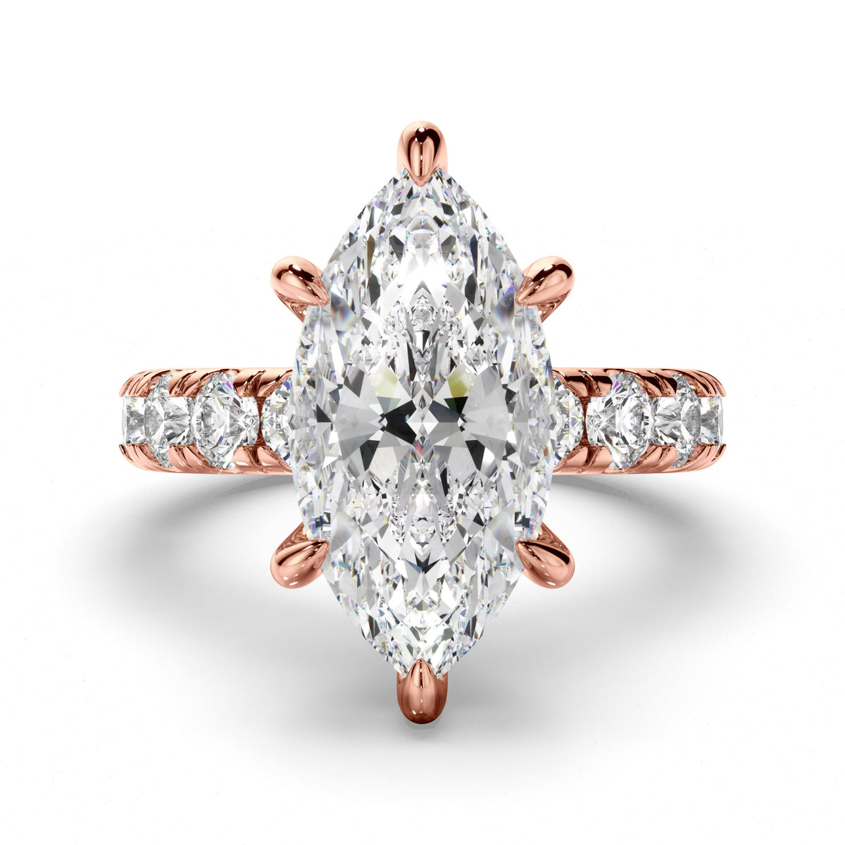 Marquise Cut Diamond Engagement Ring with Diamond Sides