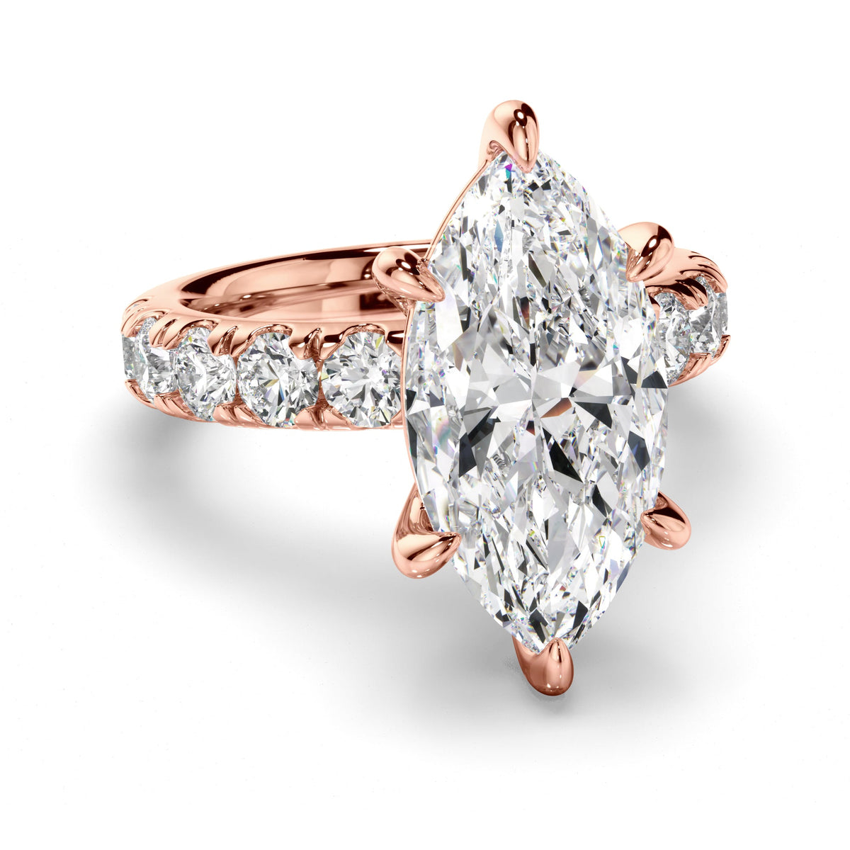 Marquise Cut Diamond Engagement Ring with Diamond Sides