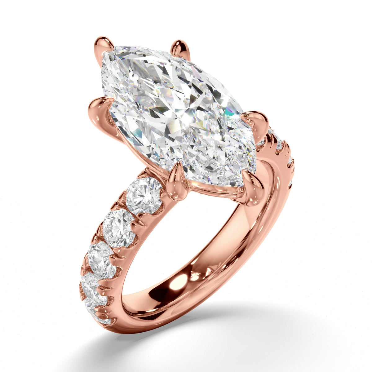 Marquise Cut Diamond Engagement Ring with Diamond Sides