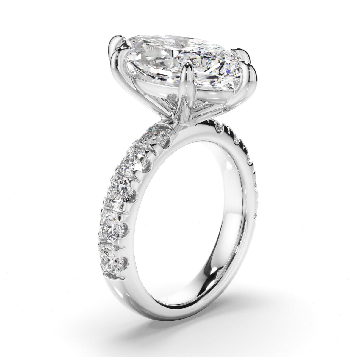 Marquise Cut Diamond Engagement Ring with Diamond Sides