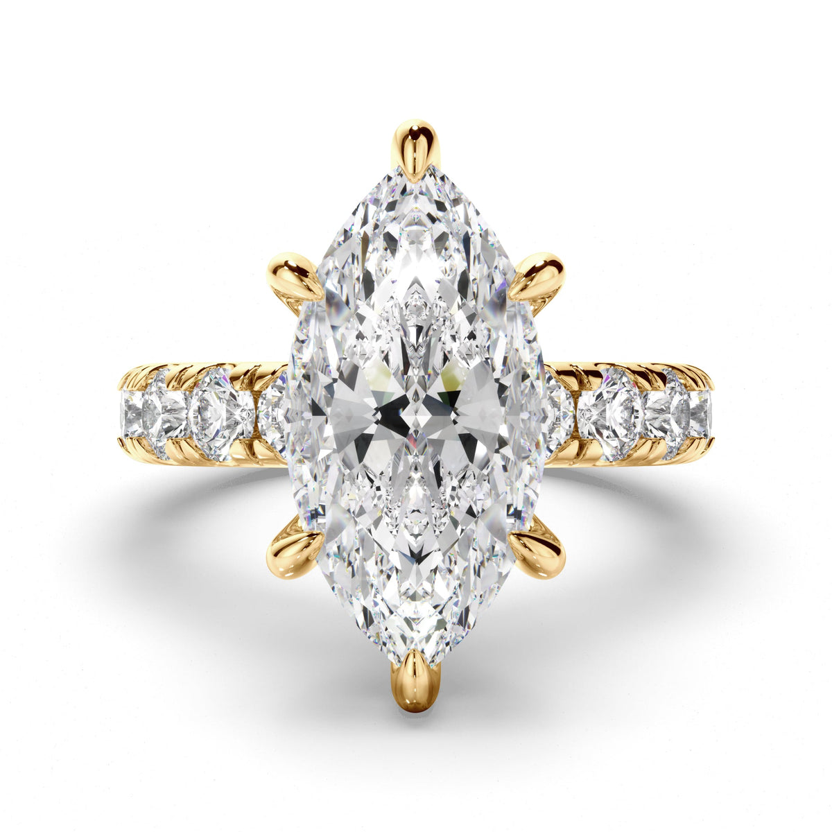 Marquise Cut Diamond Engagement Ring with Diamond Sides