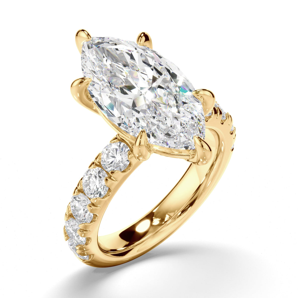 Marquise Cut Diamond Engagement Ring with Diamond Sides