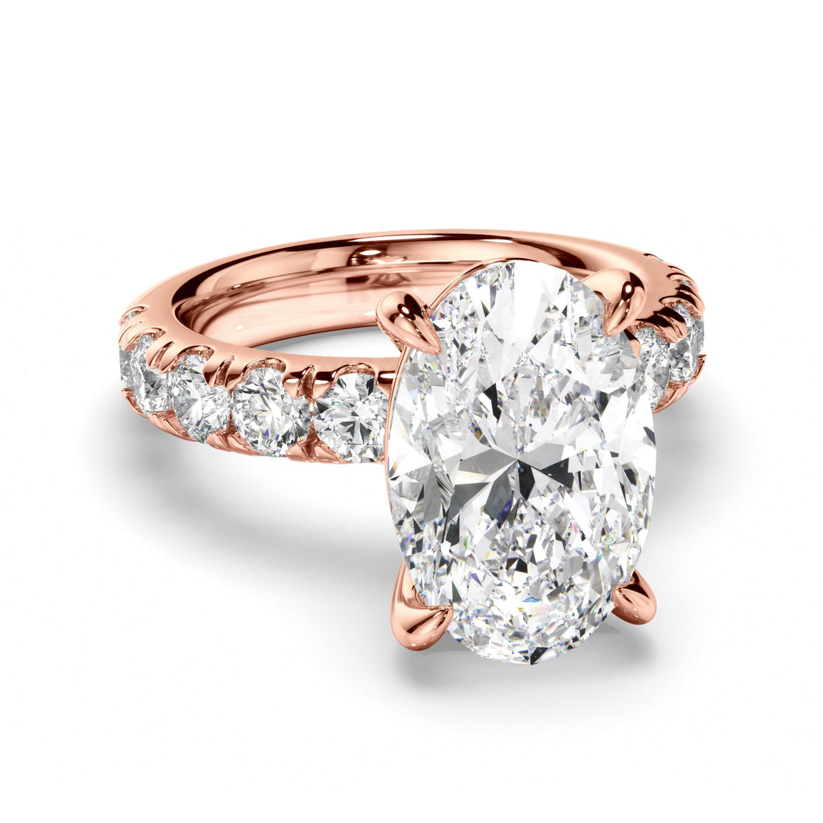 Oval Cut Diamond Engagement Ring with Diamond Sides