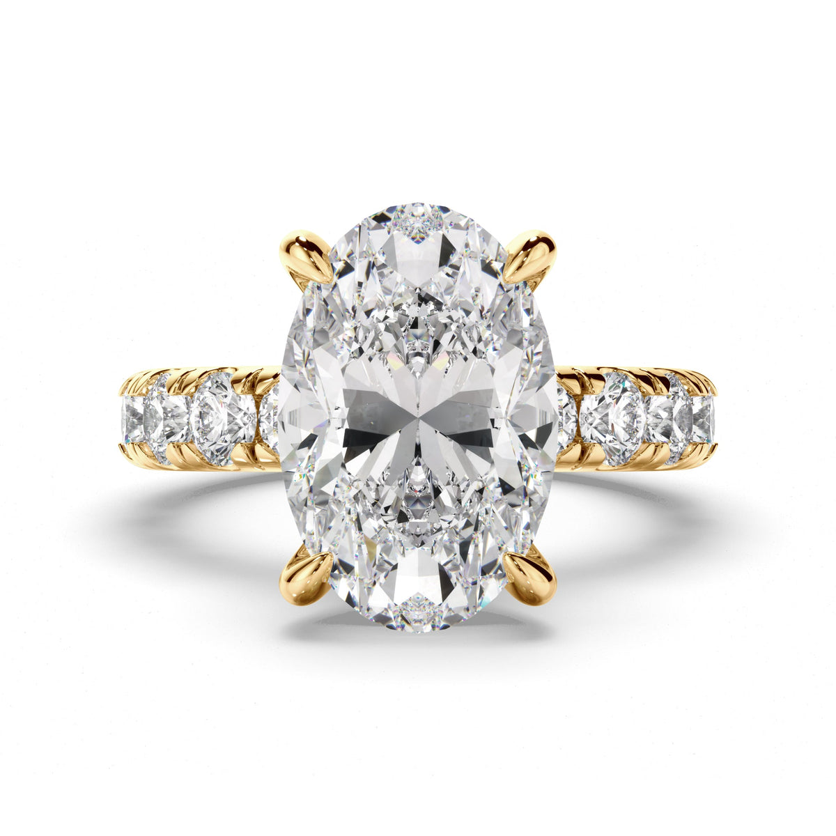 Oval Cut Diamond Engagement Ring with Diamond Sides