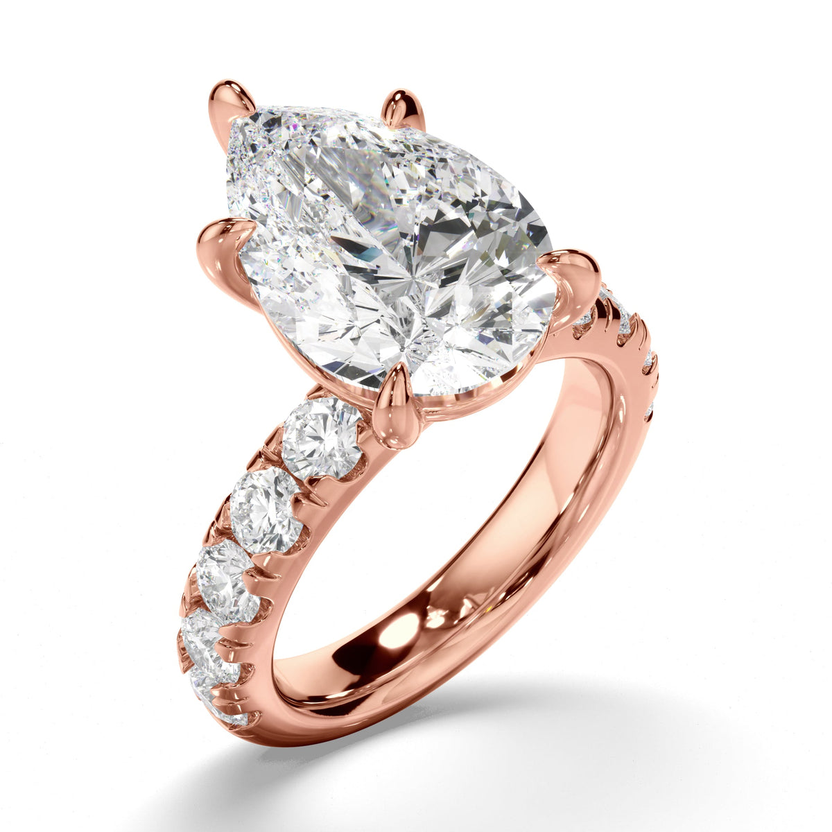 Pear Cut Diamond Engagement Ring with Diamond Sides