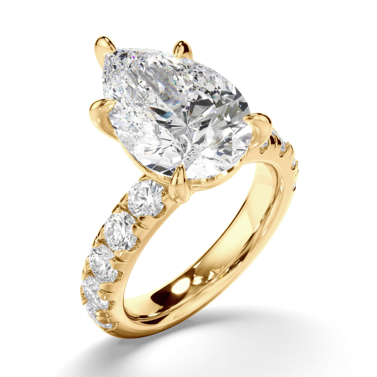 Pear Cut Diamond Engagement Ring with Diamond Sides