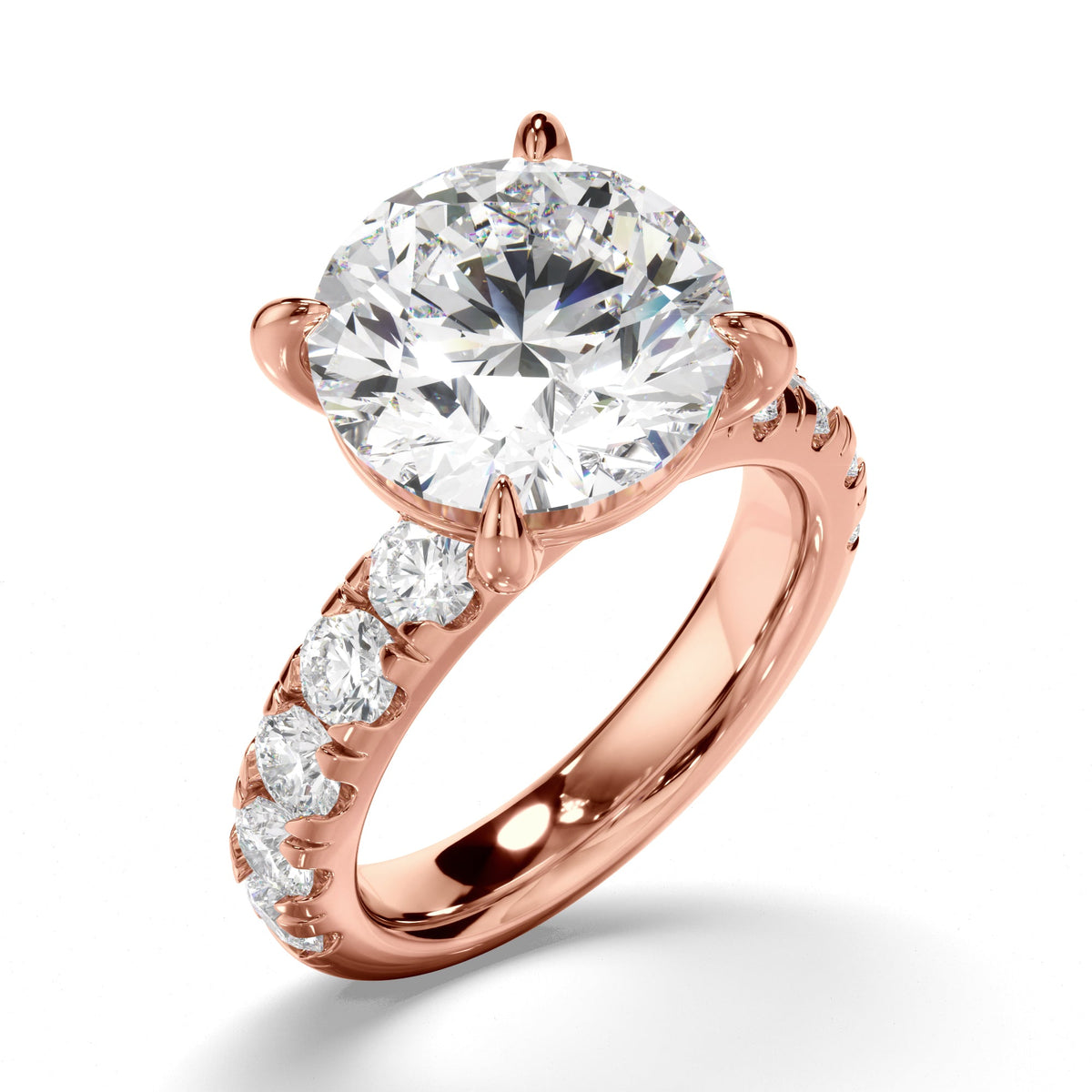 Round Brilliant Cut Diamond Engagement Ring with Diamond Sides