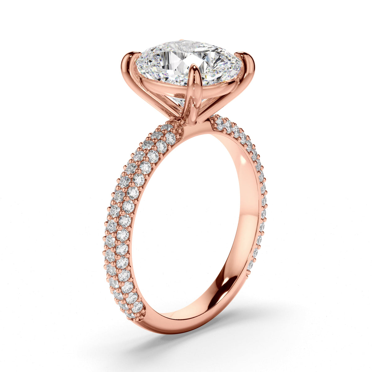 Cushion Cut Diamond Engagement Ring with Diamond Sides