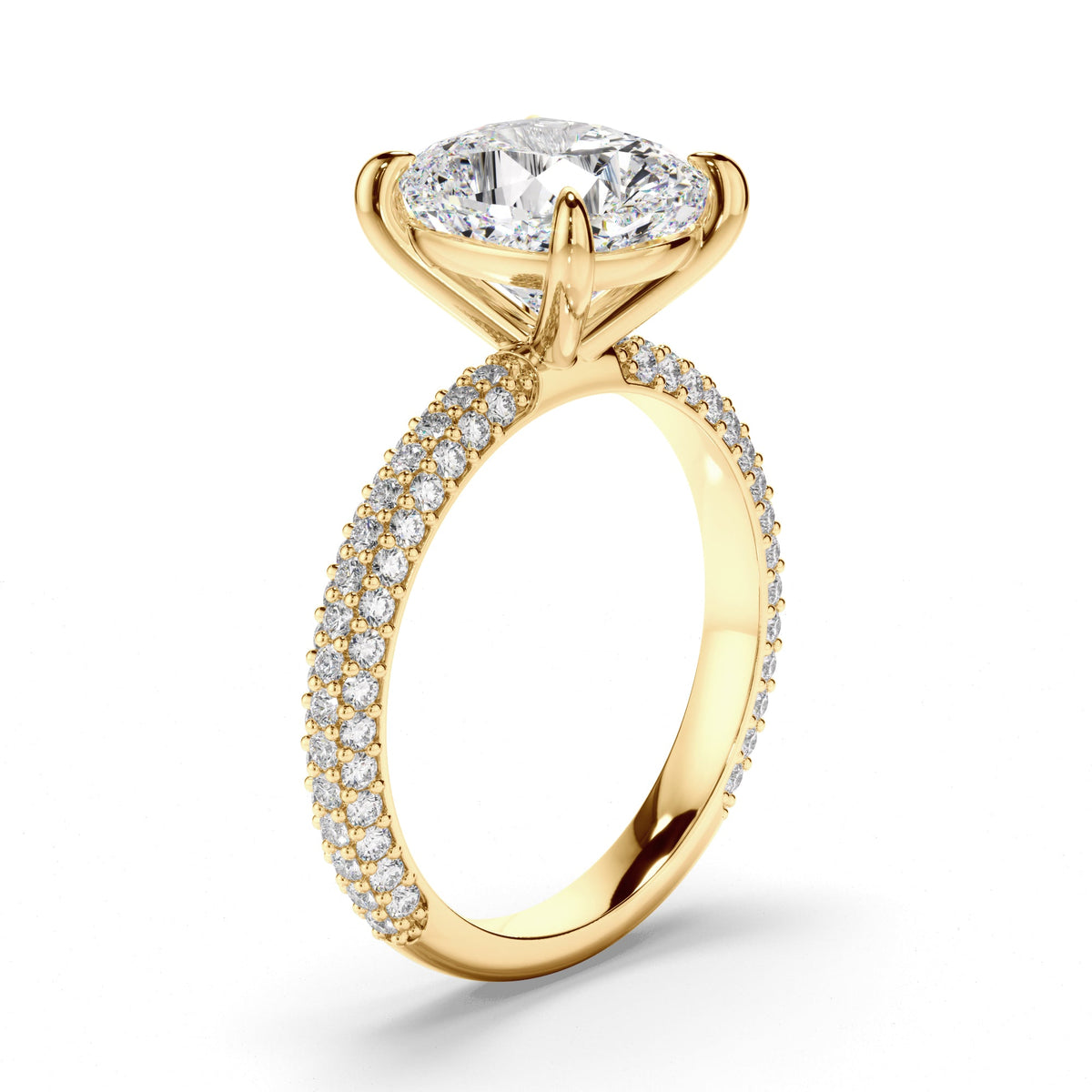 Cushion Cut Diamond Engagement Ring with Diamond Sides