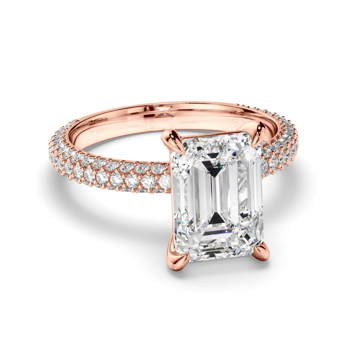Emerald Cut Diamond Engagement Ring with Diamond Sides