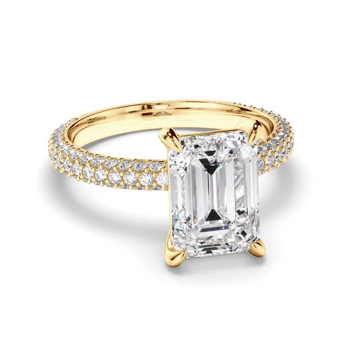 Emerald Cut Diamond Engagement Ring with Diamond Sides