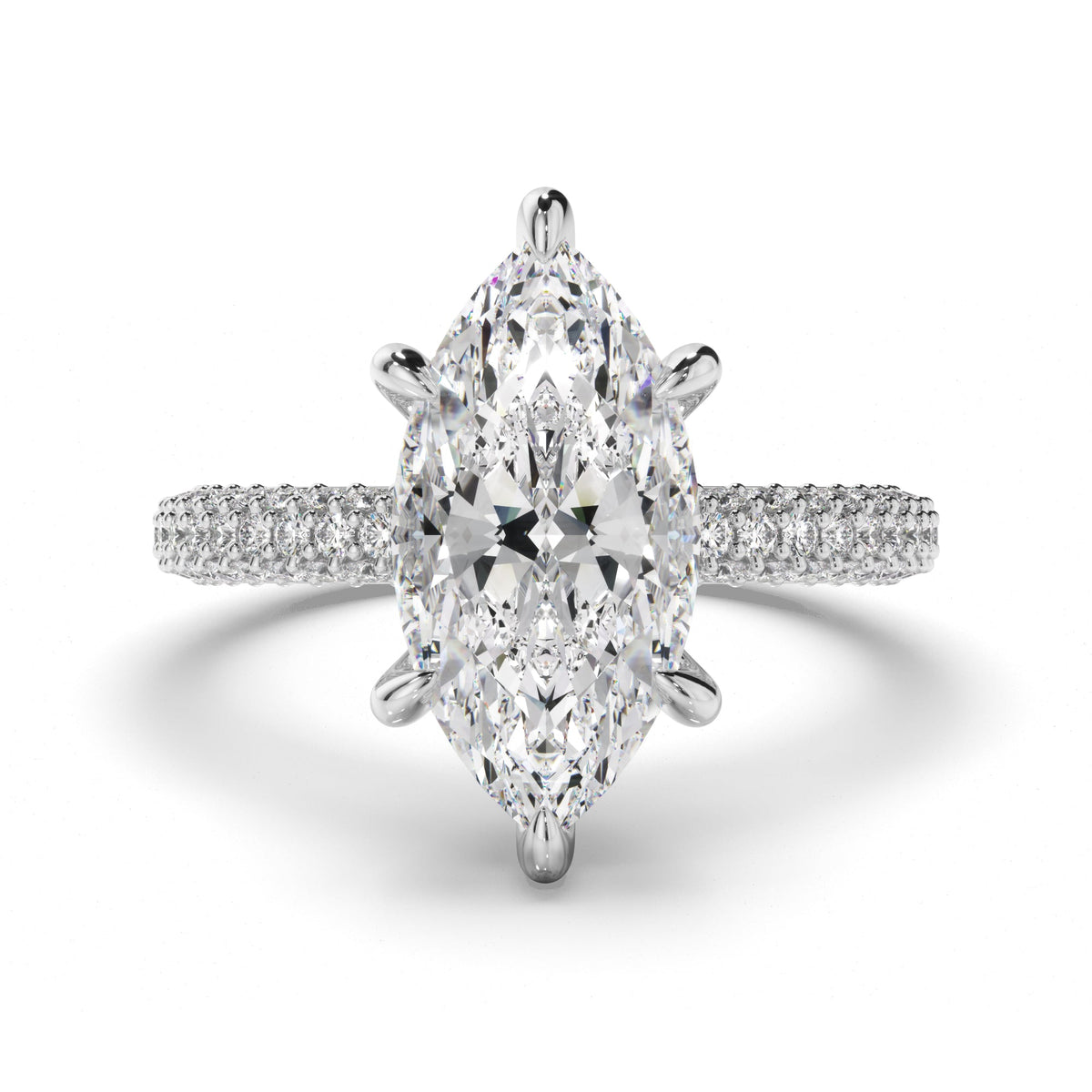 Marquise Cut Diamond Engagement Ring with Diamond Sides