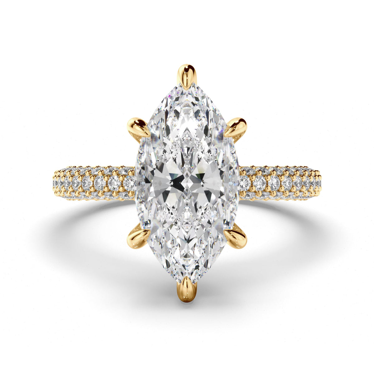 Marquise Cut Diamond Engagement Ring with Diamond Sides