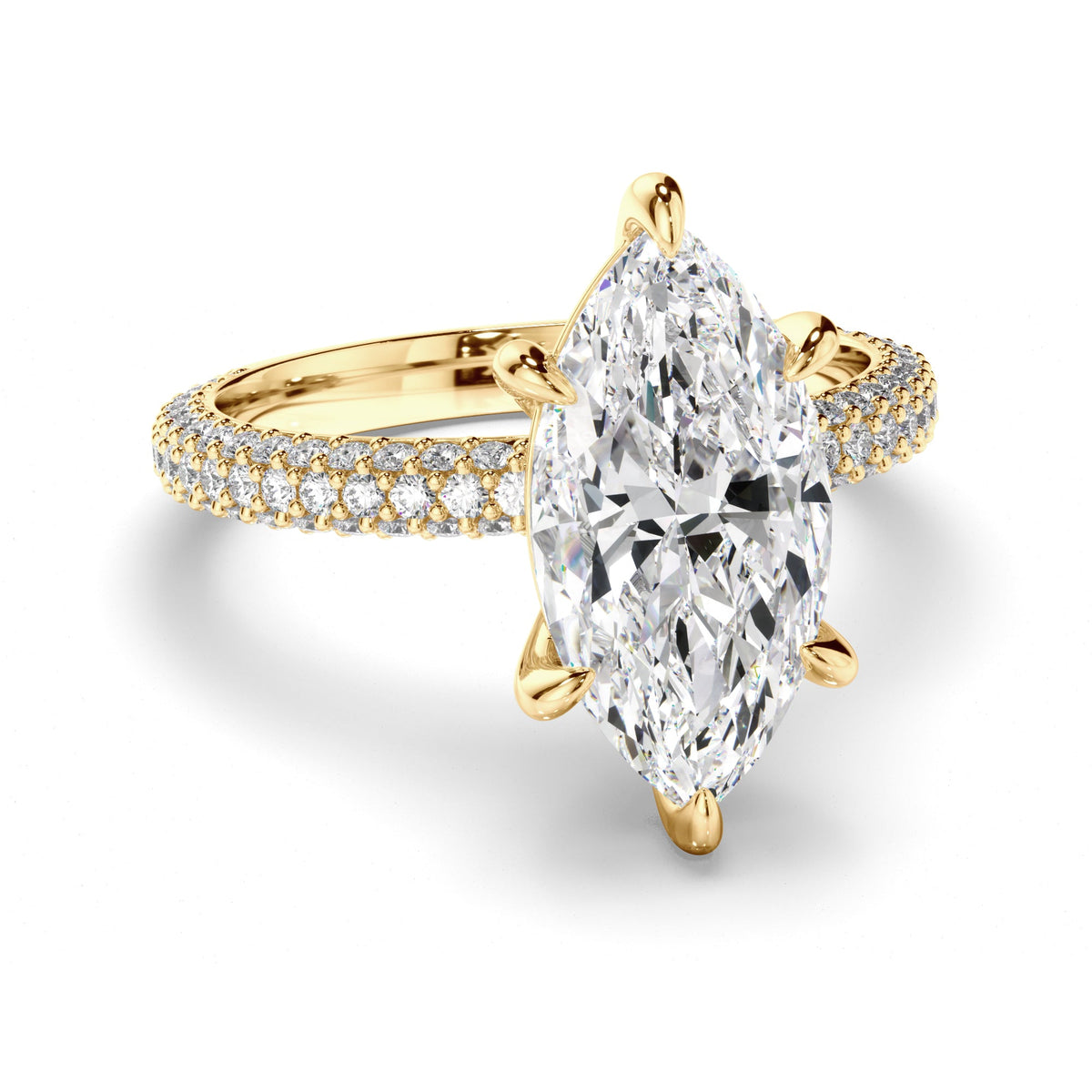 Marquise Cut Diamond Engagement Ring with Diamond Sides