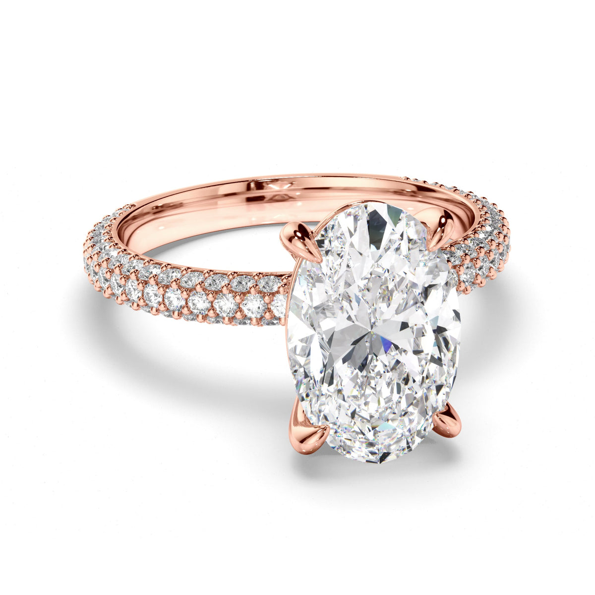 Oval Cut Diamond Engagement Ring with Diamond Sides