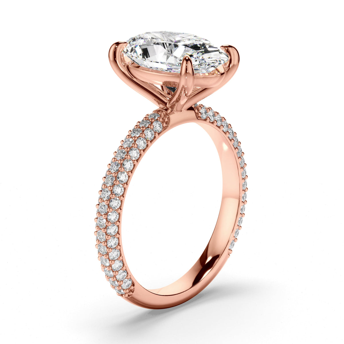 Oval Cut Diamond Engagement Ring with Diamond Sides