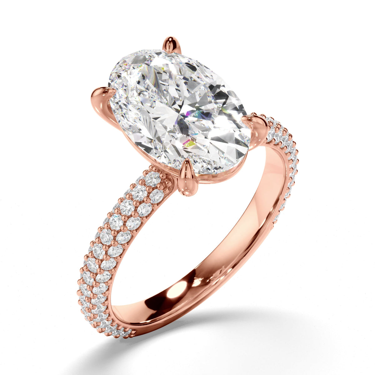 Oval Cut Diamond Engagement Ring with Diamond Sides